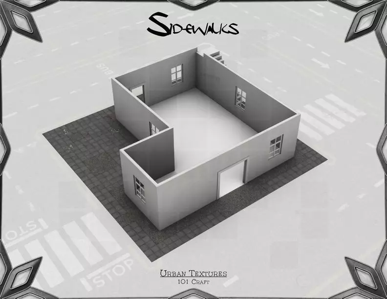 Urban Sidewalks Texture Pack Low-poly 3D model_0