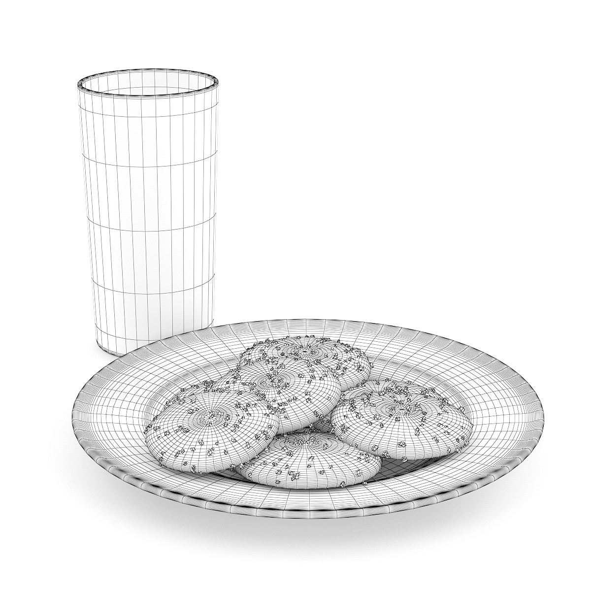 Chocolate Cookies with Milk 3D model_1