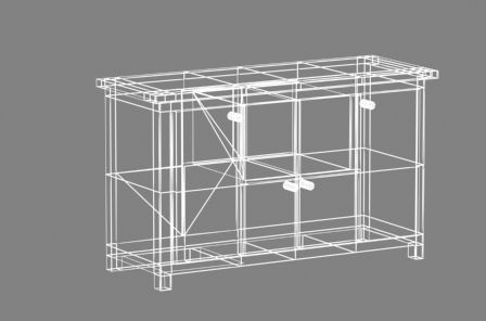 A WOODEN CABINET Low-poly 3D model_3