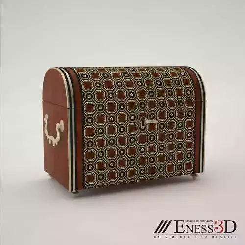 Pro - Brass and Wood Marquetry Tea Box