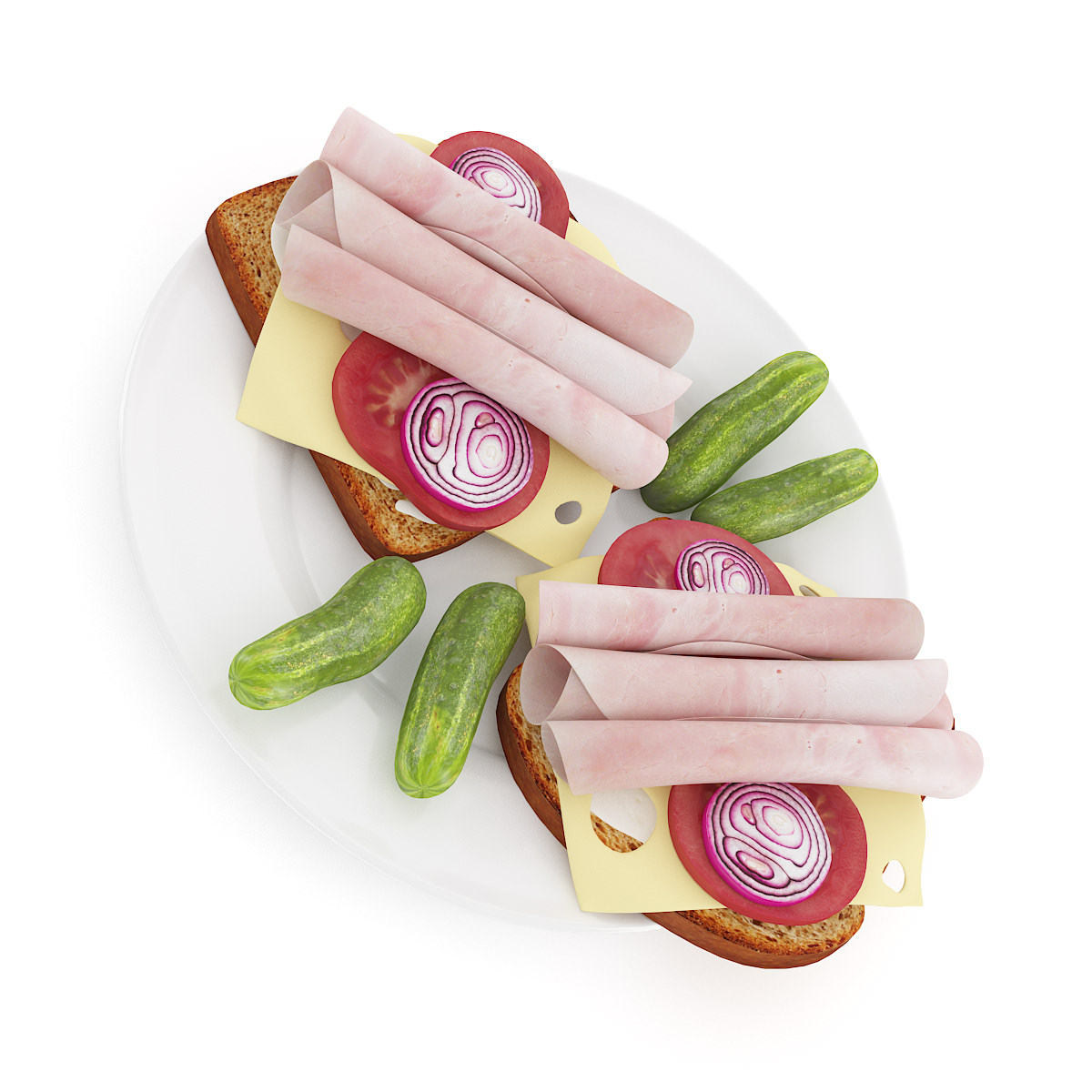 Sandwiches on Plate 3D model_2