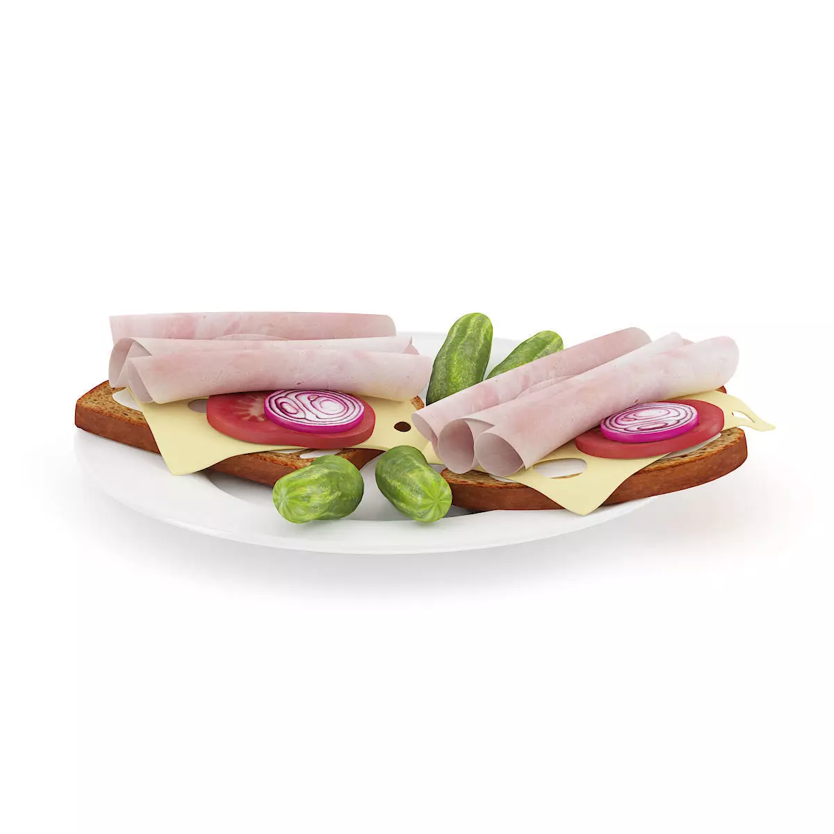 Sandwiches on Plate 3D model_0