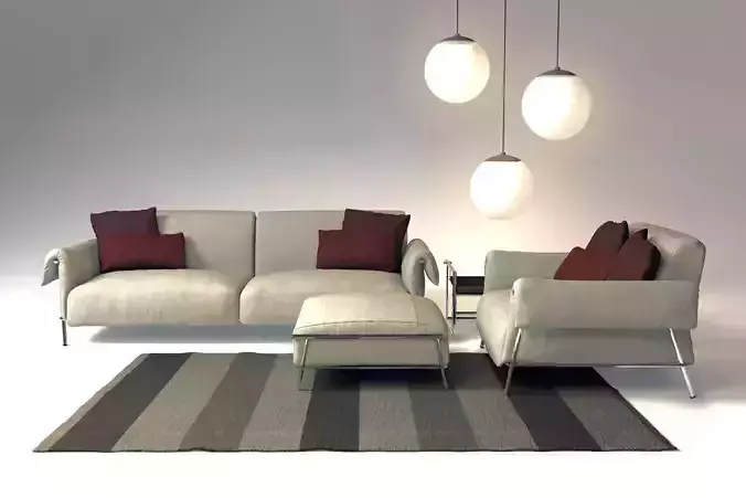 sofa and chair  chat design Carlo Colombo 3D model