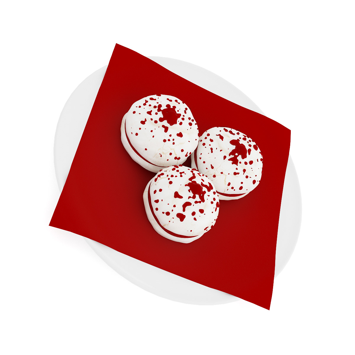 Meringues with Strawberry Sauce 3D model_2