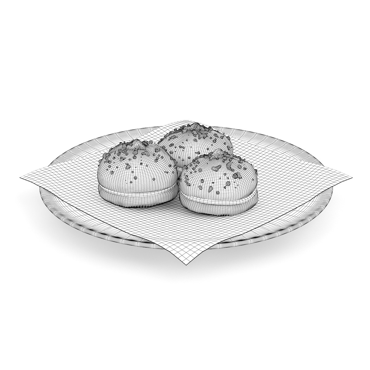 Meringues with Strawberry Sauce 3D model_1