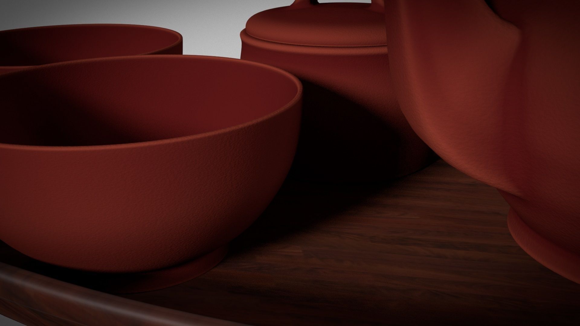 Tea Set Clay 3D model_2