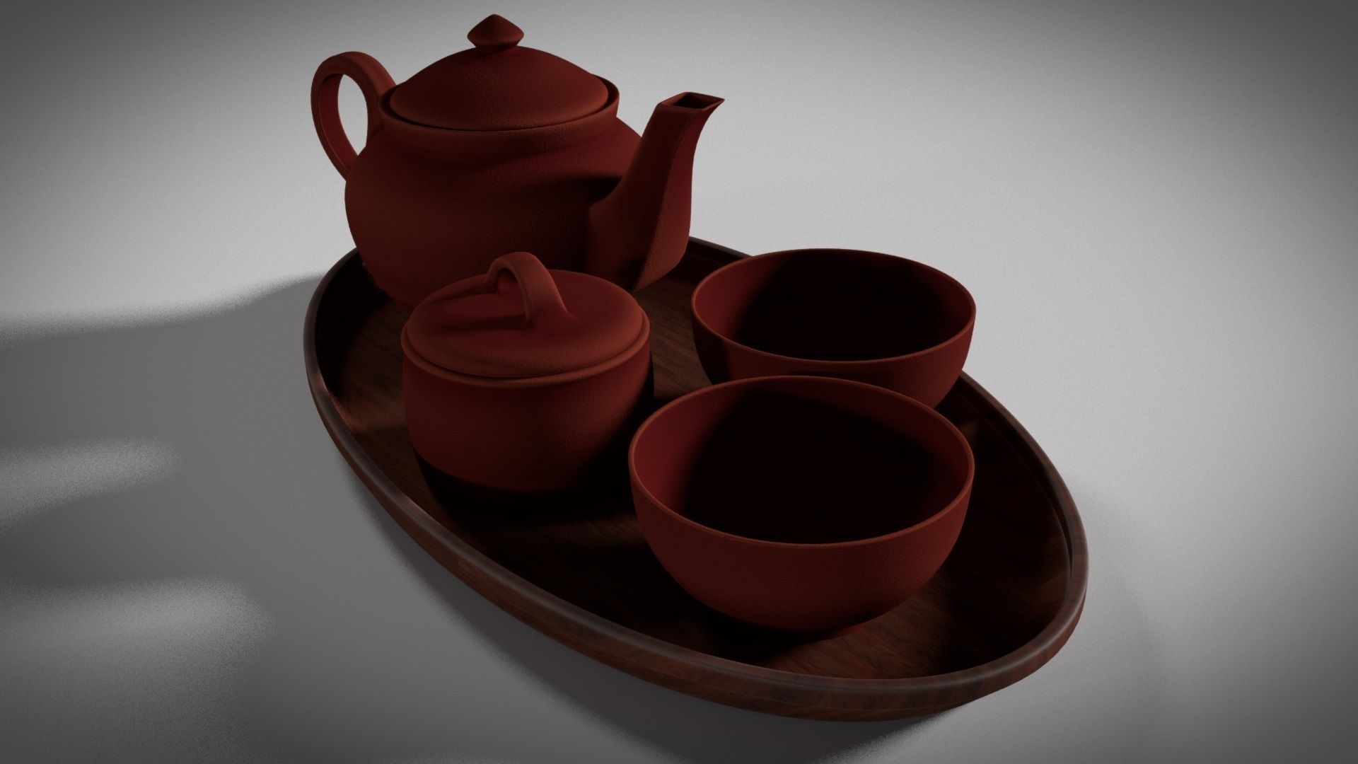 Tea Set Clay 3D model_3