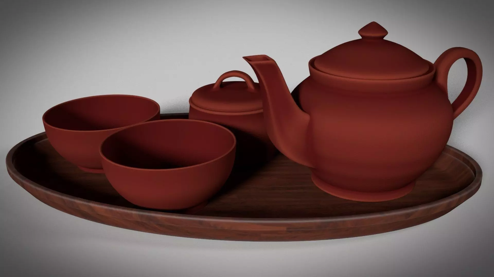 Tea Set Clay 3D model_0
