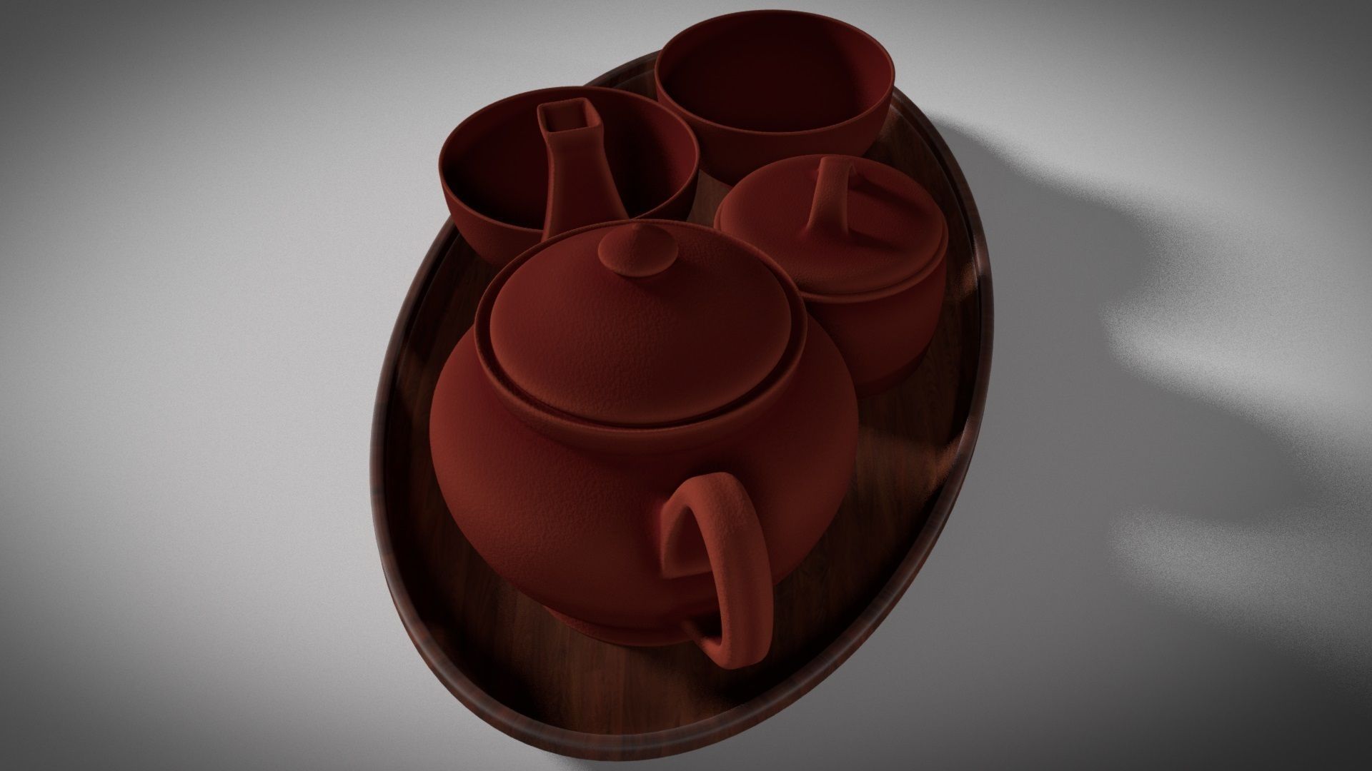 Tea Set Clay 3D model_1
