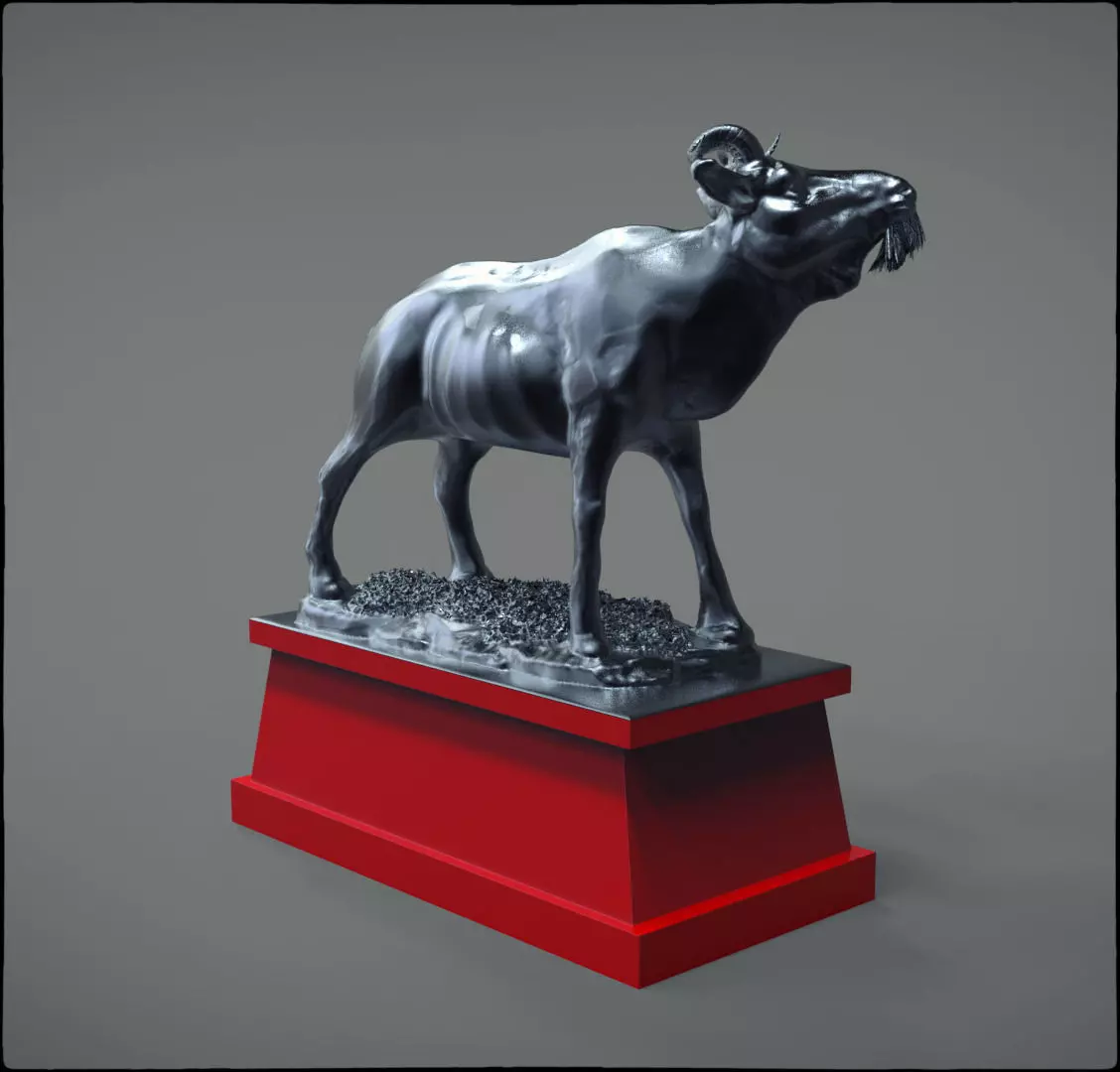 Moose sculpture of ram 3D model_0