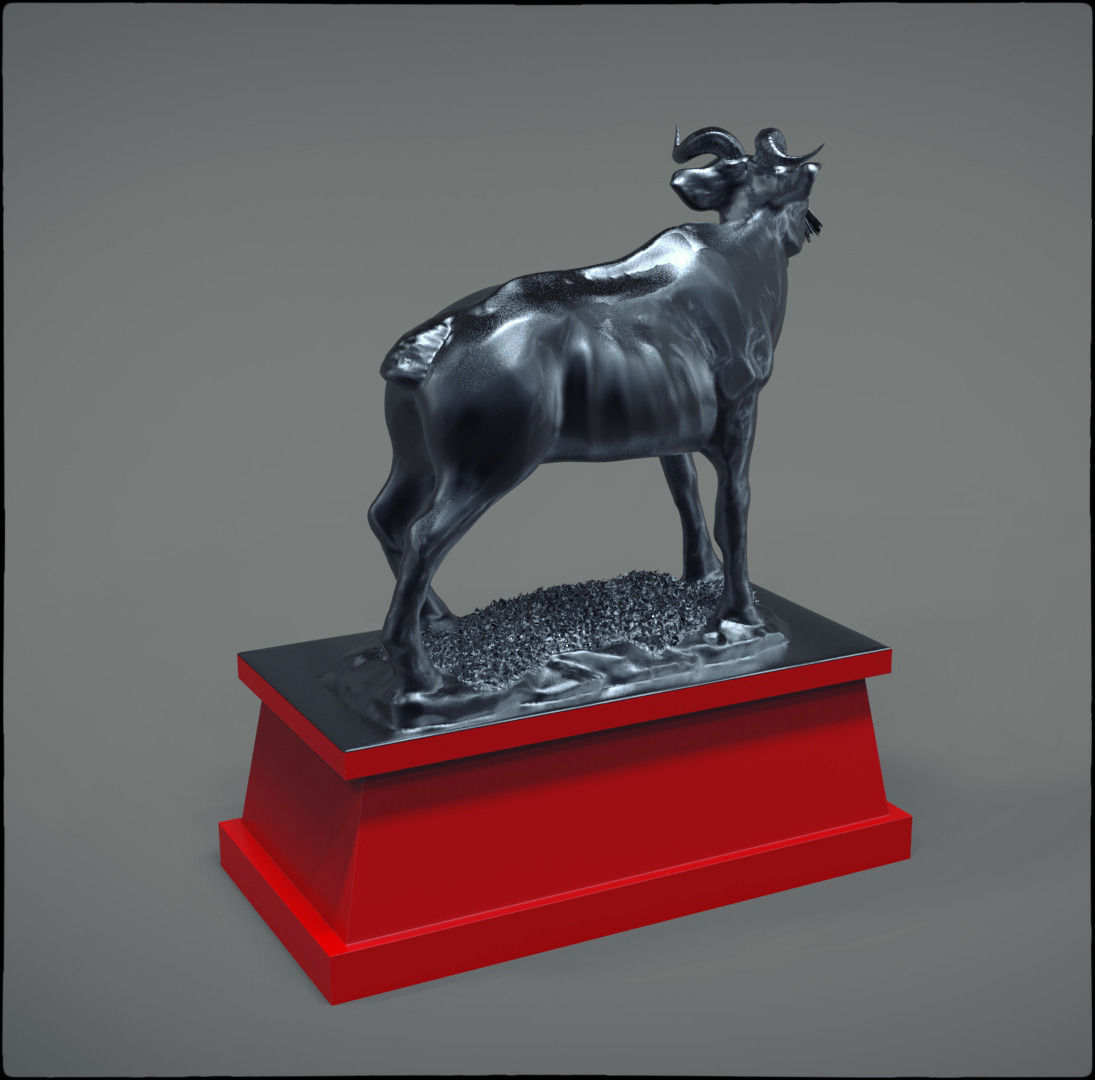 Moose sculpture of ram 3D model_1