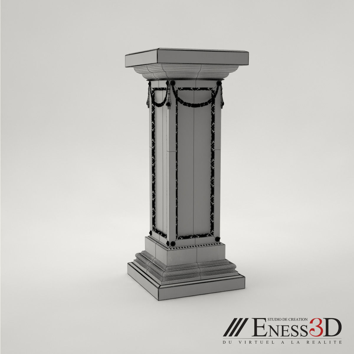 Pro - Pedestal Uffizi square column 3D model_4