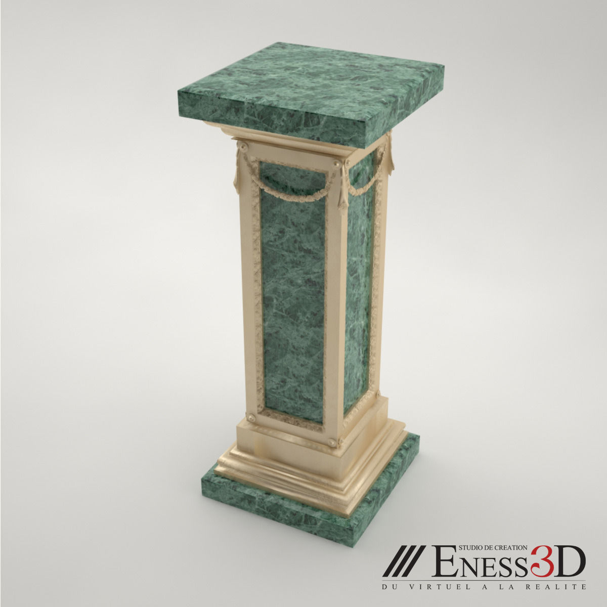 Pro - Pedestal Uffizi square column 3D model_3