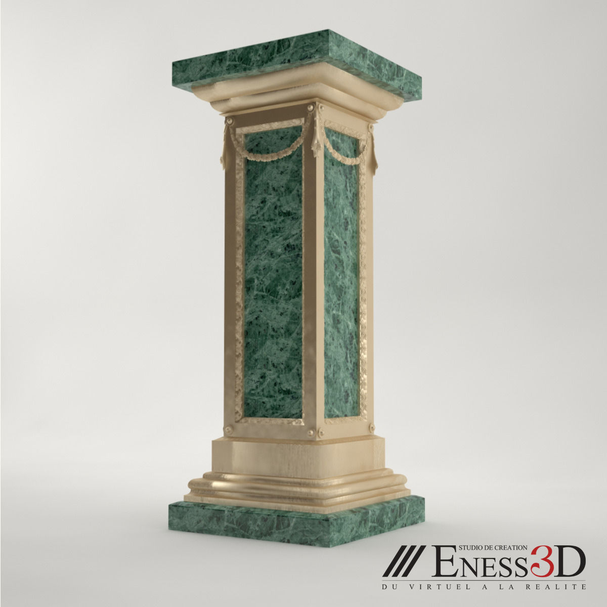 Pro - Pedestal Uffizi square column 3D model_2