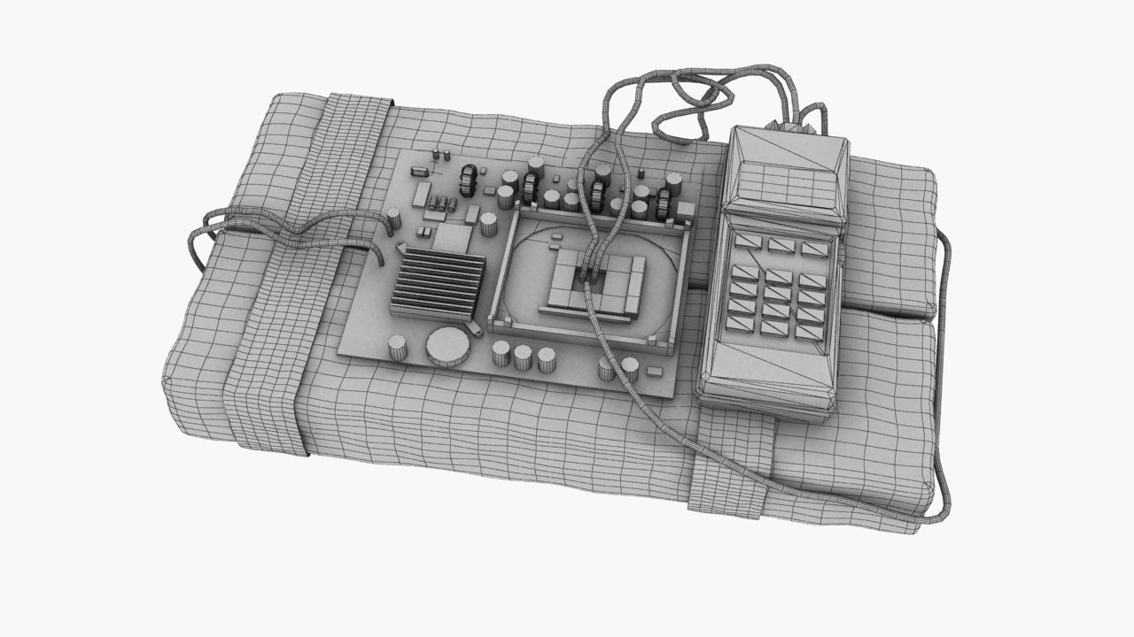 Time bomb explosive Low-poly 3D model_10