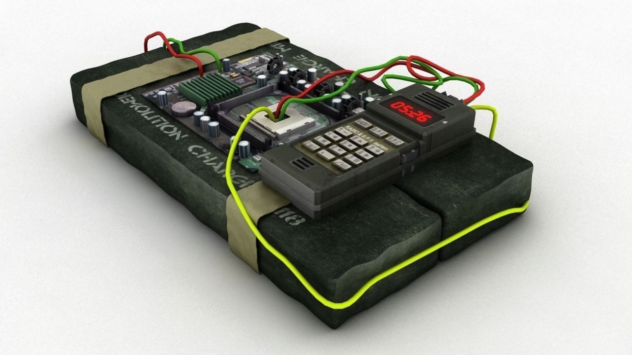 Time bomb explosive Low-poly 3D model_5