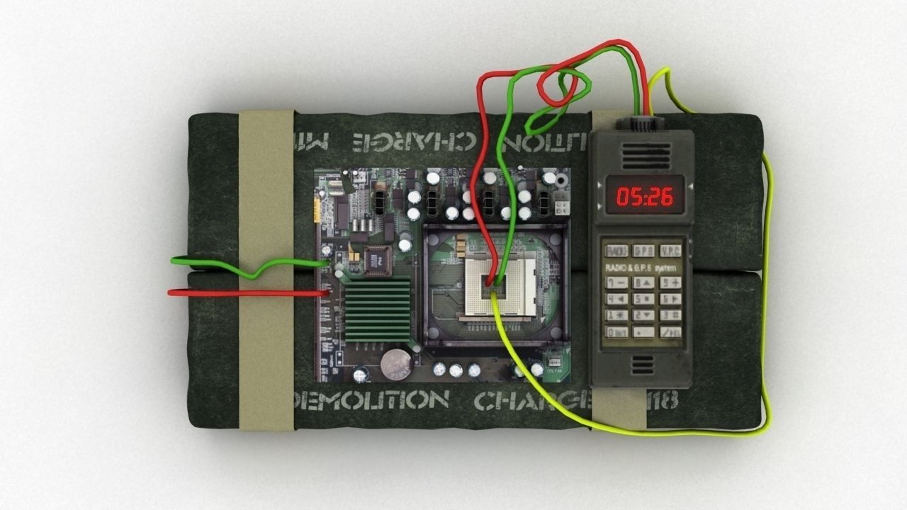 Time bomb explosive Low-poly 3D model_4