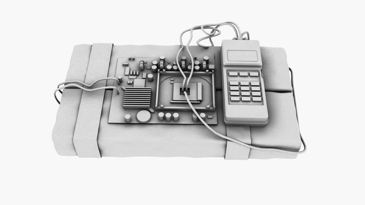 Time bomb explosive Low-poly 3D model_8