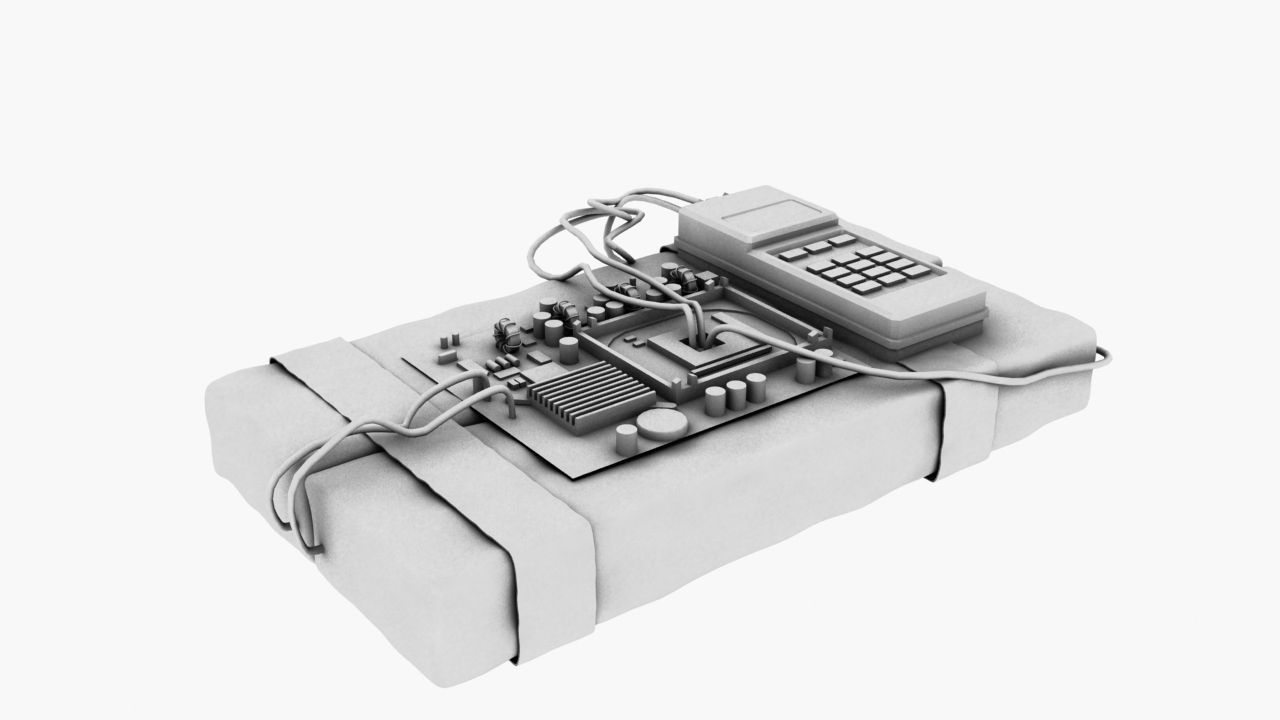 Time bomb explosive Low-poly 3D model_7