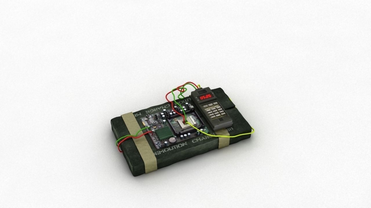 Time bomb explosive Low-poly 3D model_3