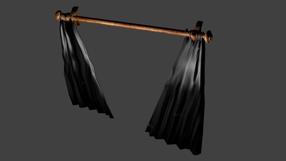 Dark Curtains Low-poly 3D model_2