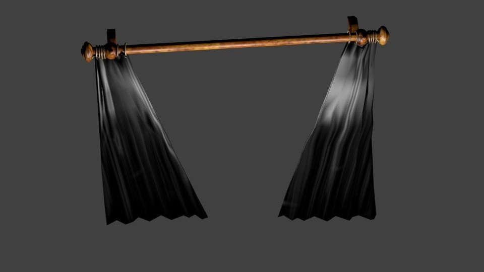 Dark Curtains Low-poly 3D model_1