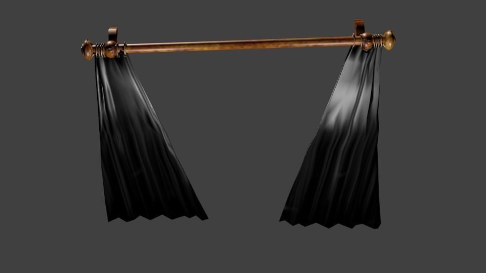Dark Curtains Low-poly 3D model_0