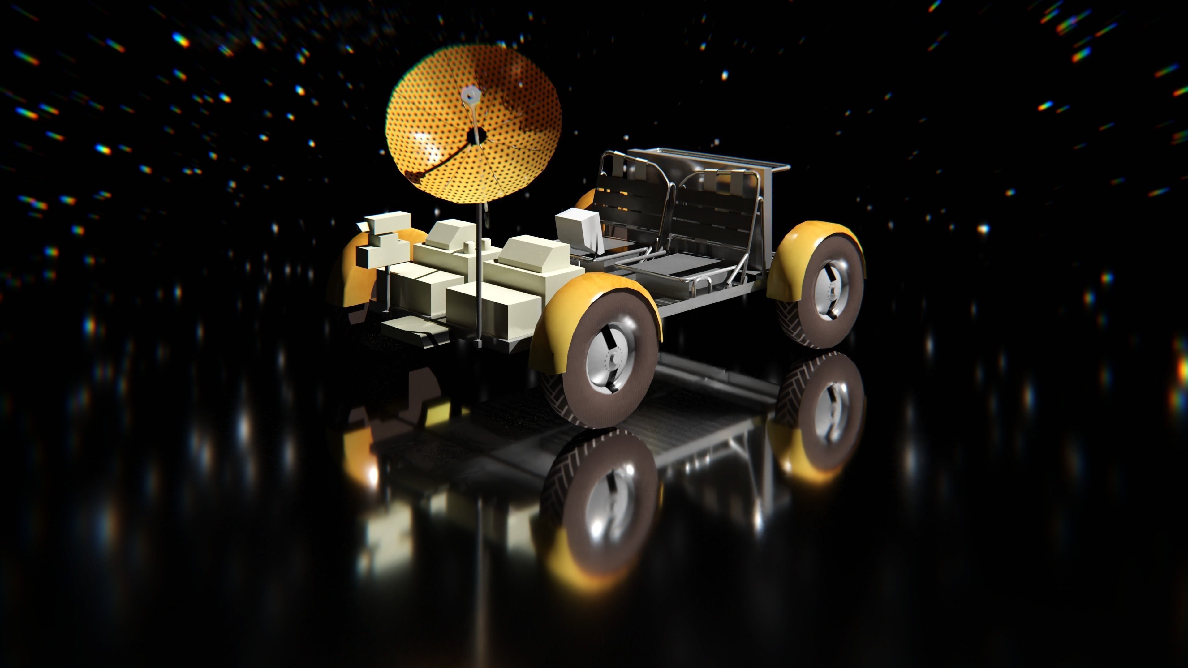 Moonrover space vehicle with satellite Low-poly 3D model_1