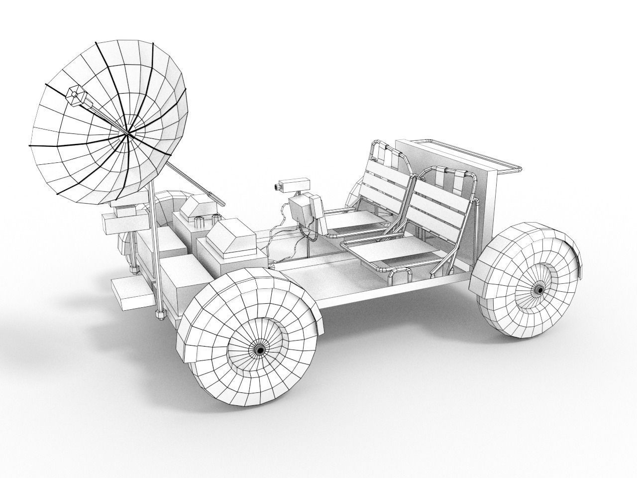 Moonrover space vehicle with satellite Low-poly 3D model_5
