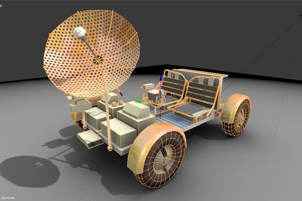 Moonrover space vehicle with satellite Low-poly 3D model_4