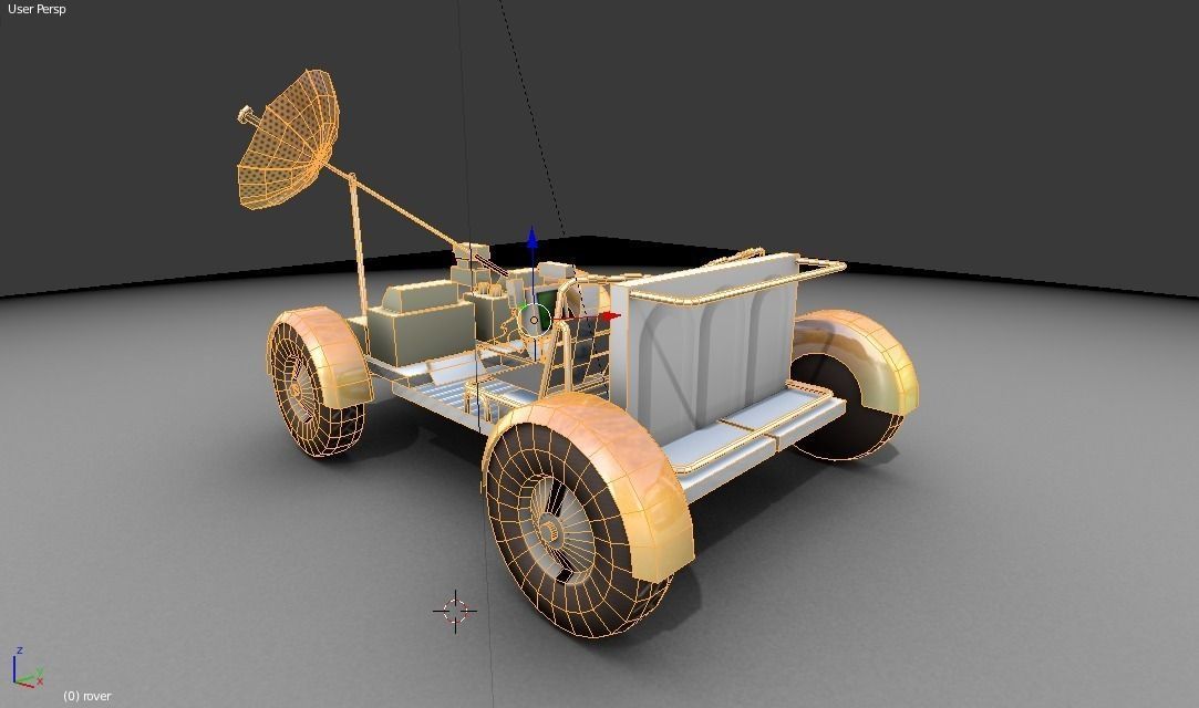 Moonrover space vehicle with satellite Low-poly 3D model_2