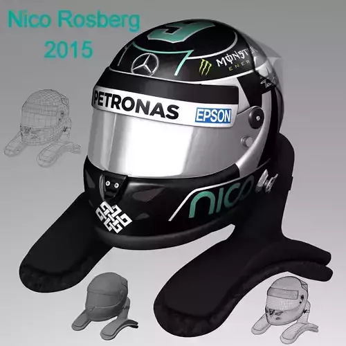 Nico Rosberg Helmet 2015 Low-poly 3D model