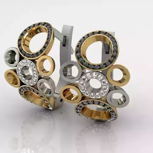 Olga Collection pair of earrings with circles and diamonds