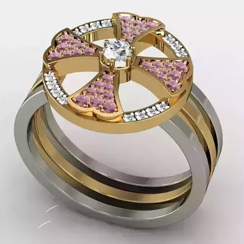 MFS cross ring with diamonds 3D print model