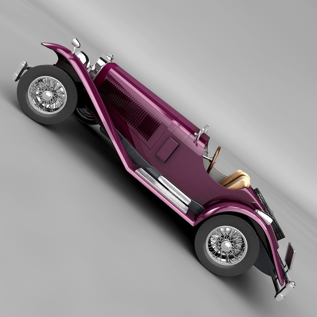Mercedes SSK with Engine 3D model_10