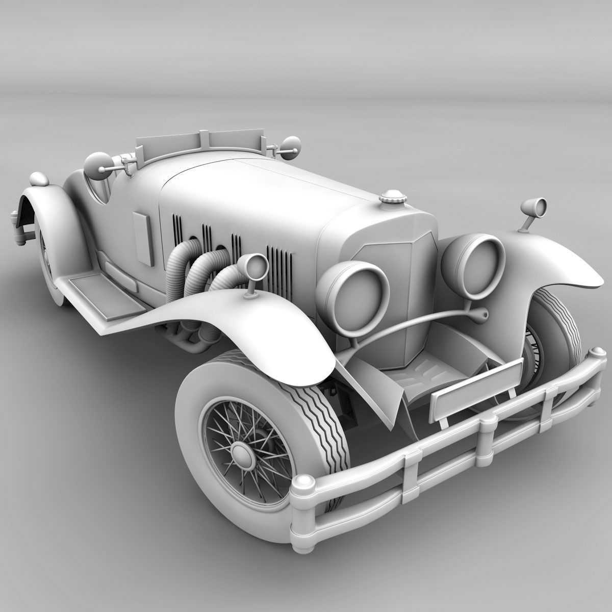 Mercedes SSK with Engine 3D model_24