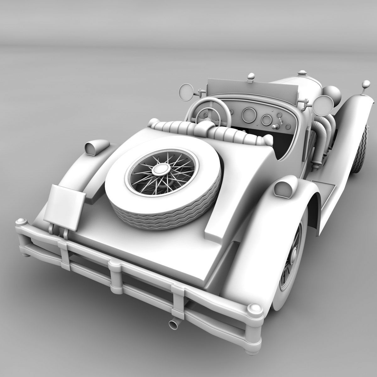 Mercedes SSK with Engine 3D model_8