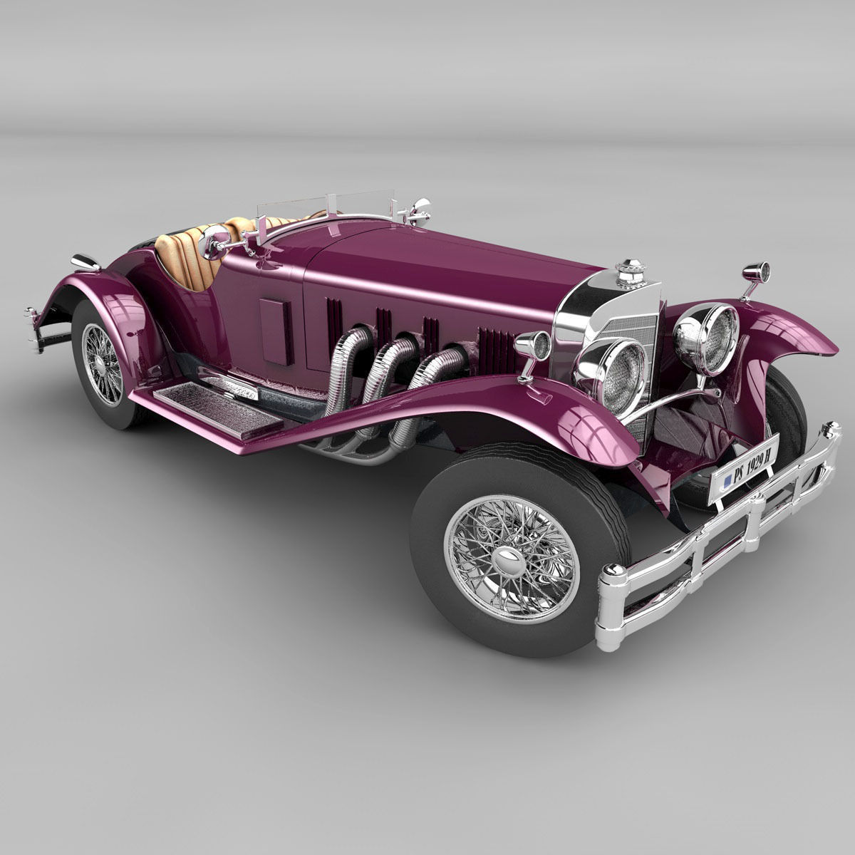 Mercedes SSK with Engine 3D model_12
