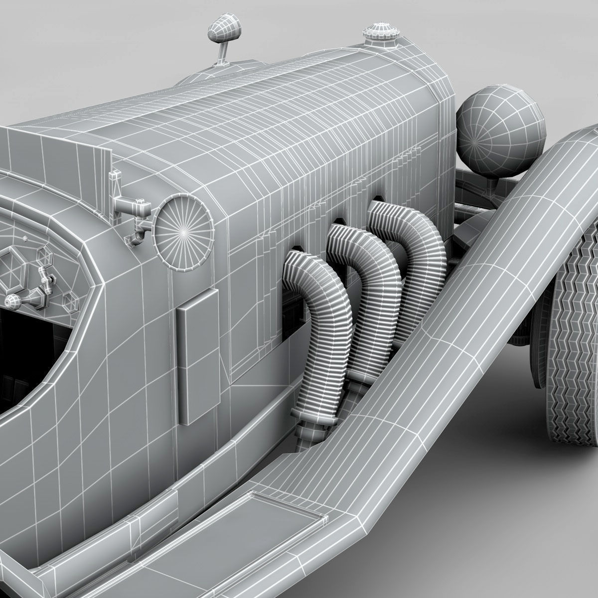 Mercedes SSK with Engine 3D model_15