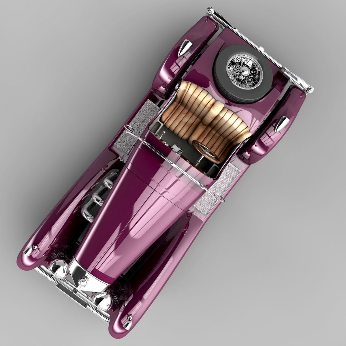 Mercedes SSK with Engine 3D model_11