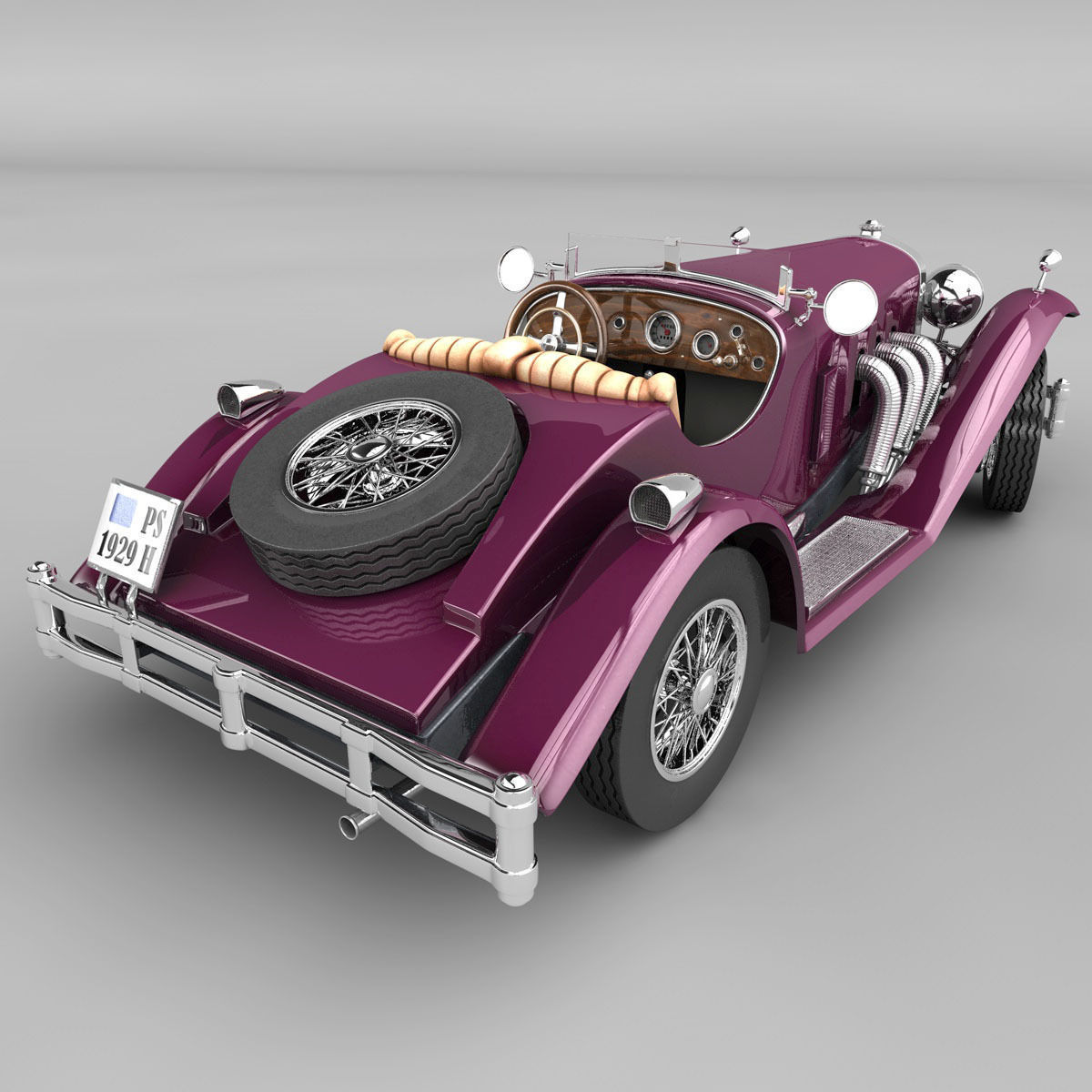 Mercedes SSK with Engine 3D model_20
