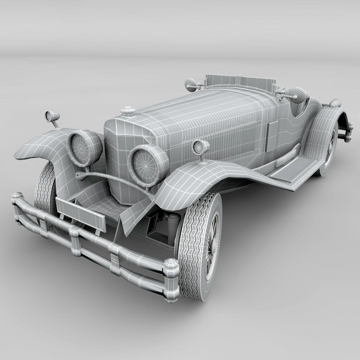Mercedes SSK with Engine 3D model_22