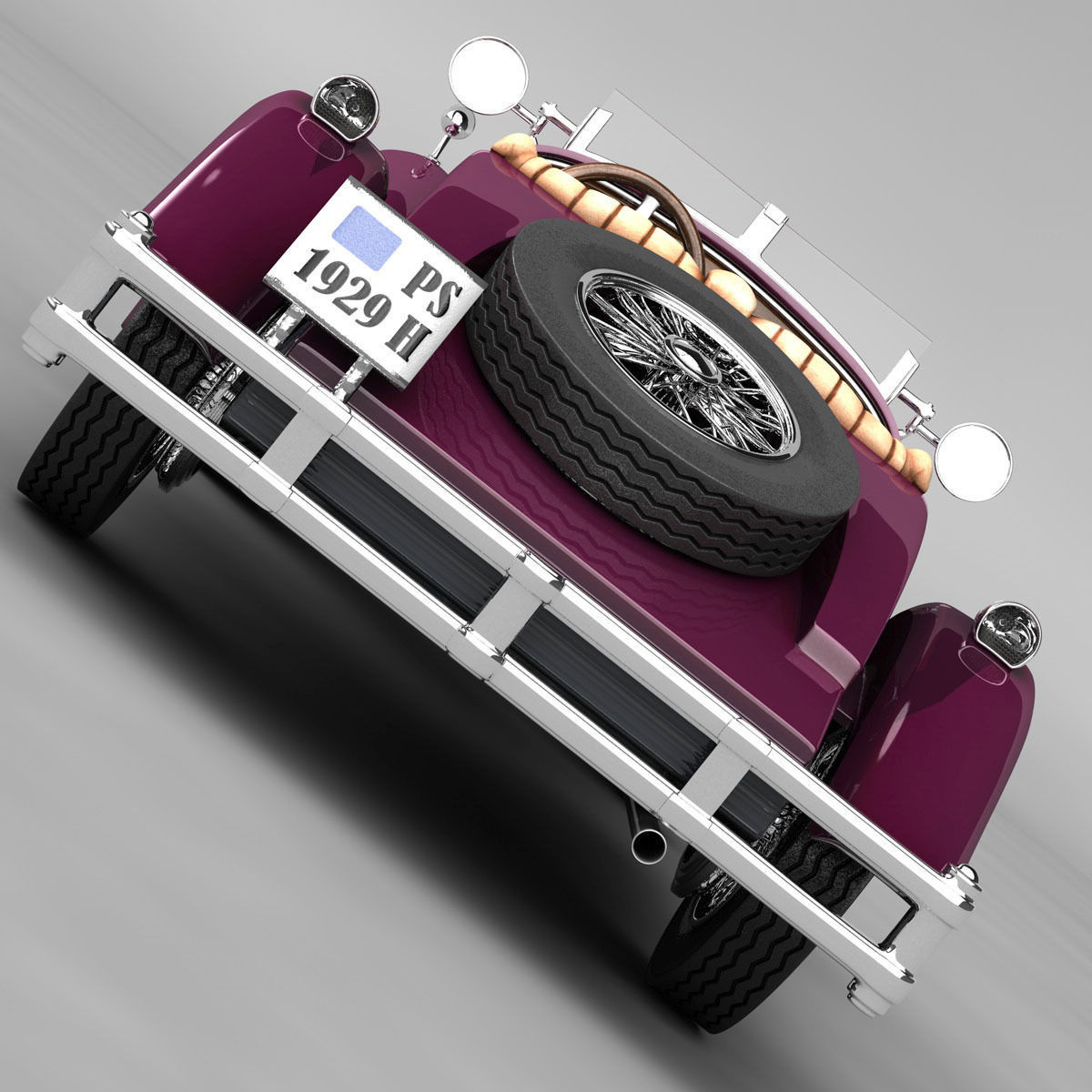 Mercedes SSK with Engine 3D model_2