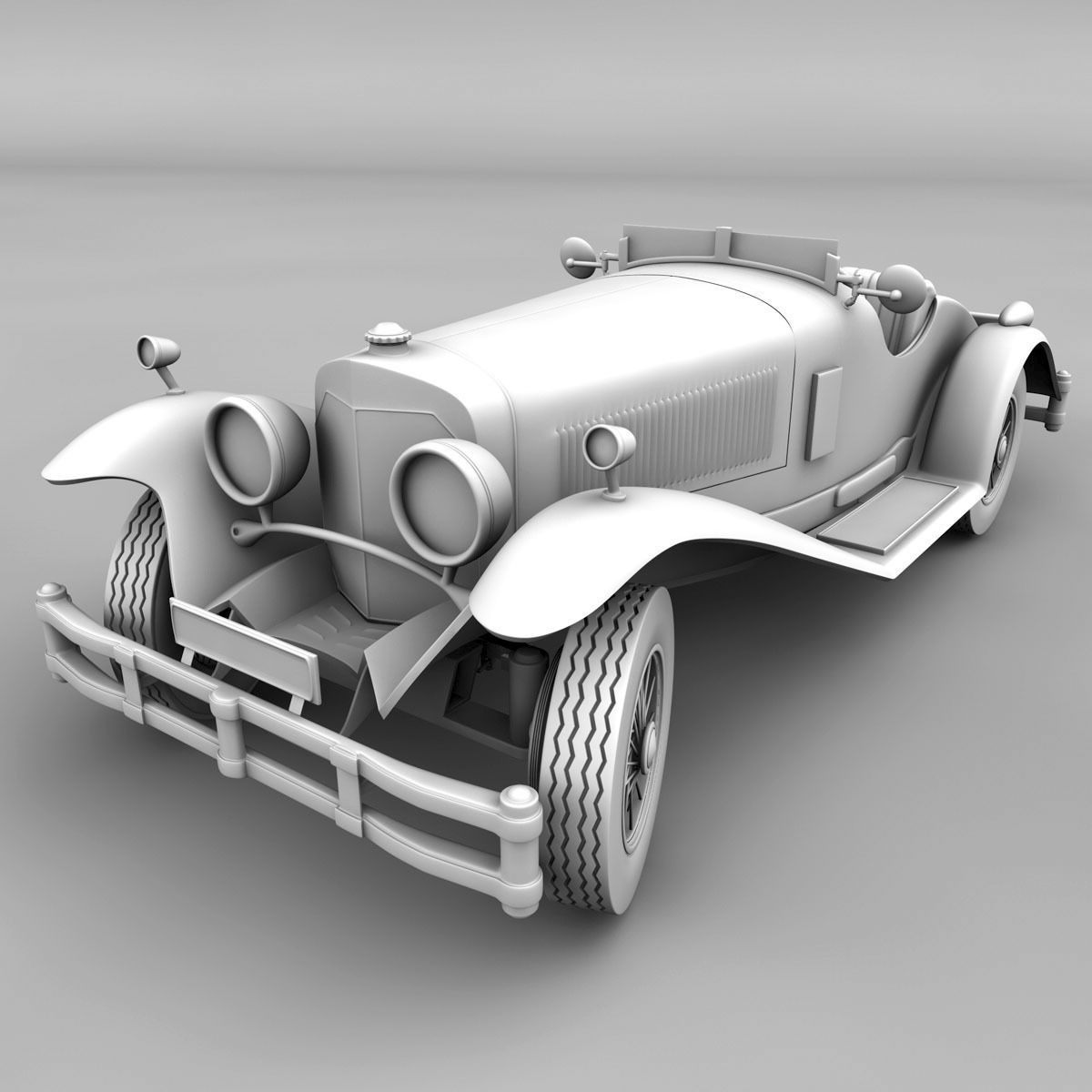 Mercedes SSK with Engine 3D model_16