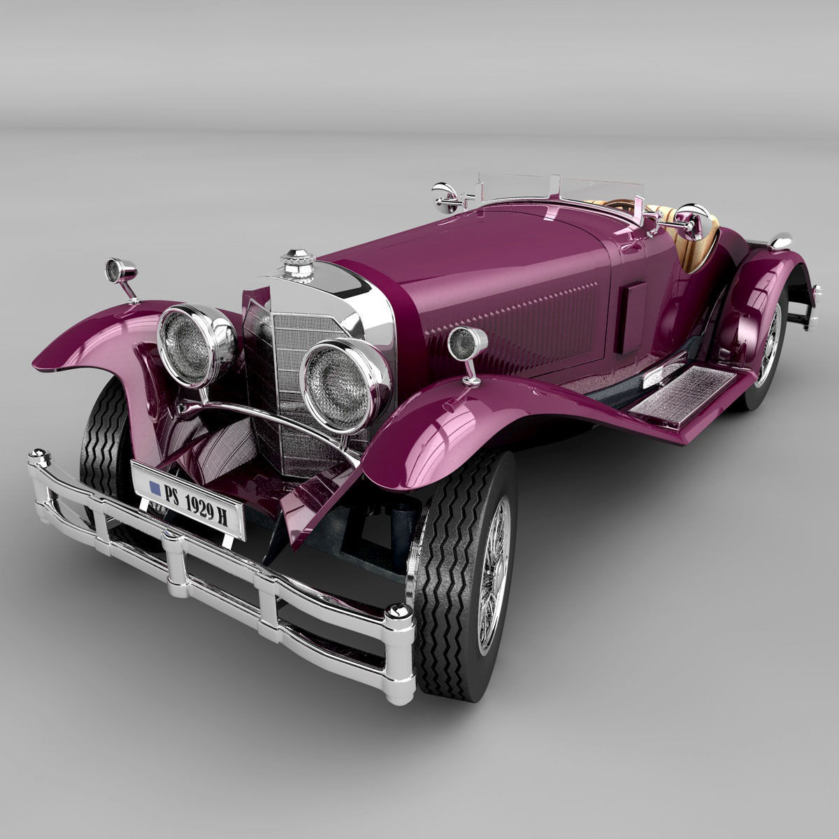Mercedes SSK with Engine 3D model_19