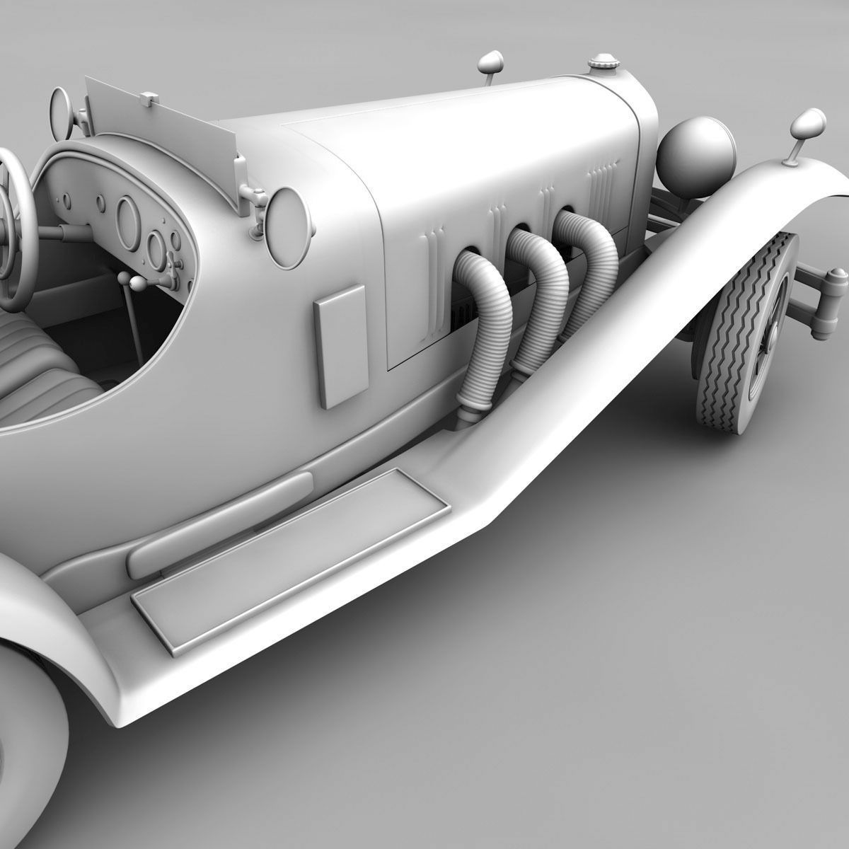 Mercedes SSK with Engine 3D model_7