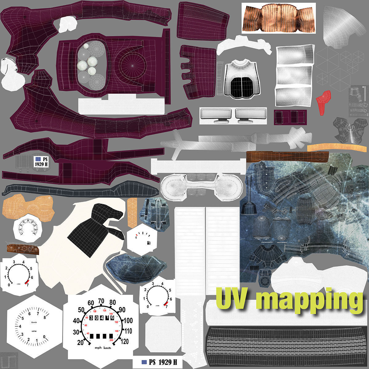 Mercedes SSK with Engine 3D model_21