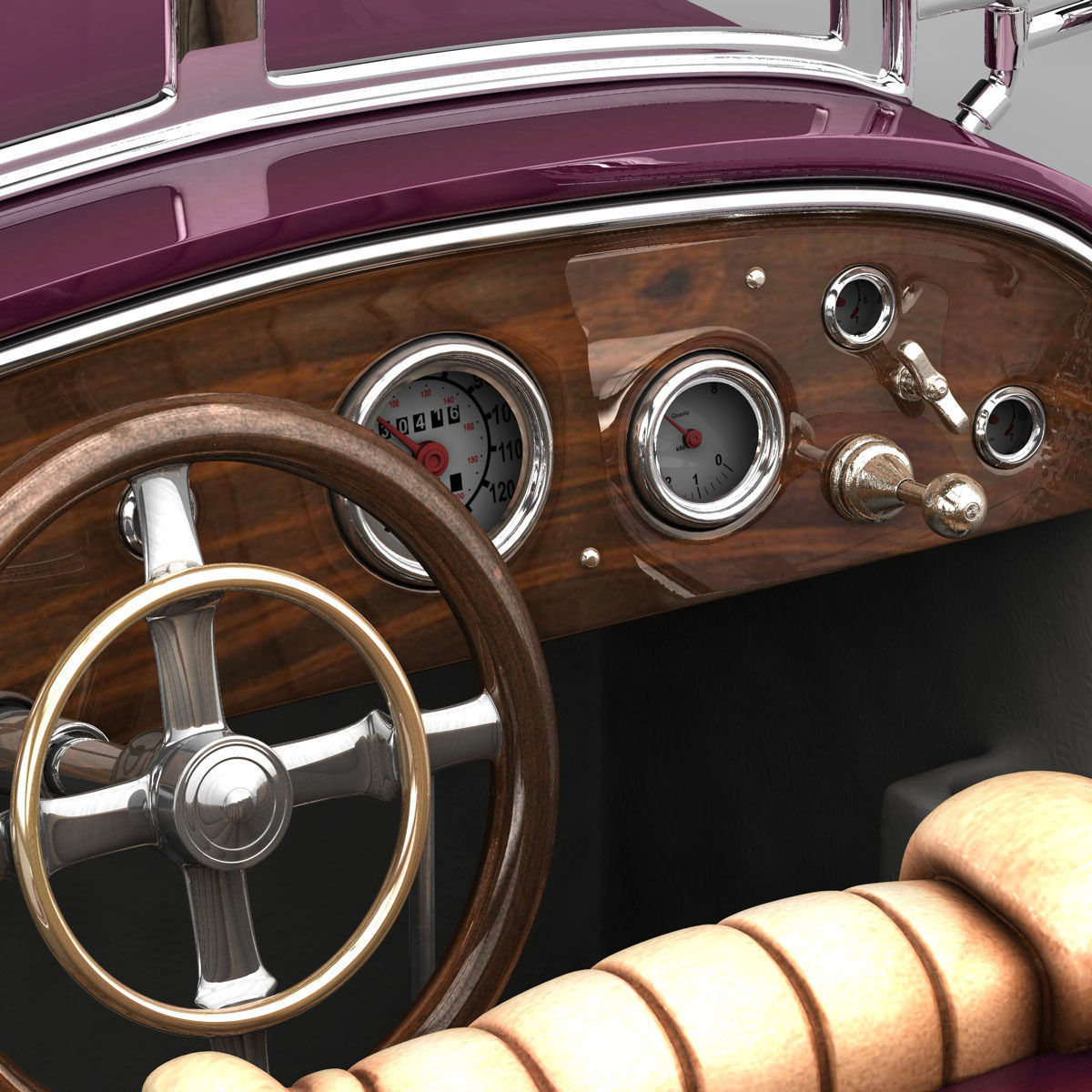 Mercedes SSK with Engine 3D model_23