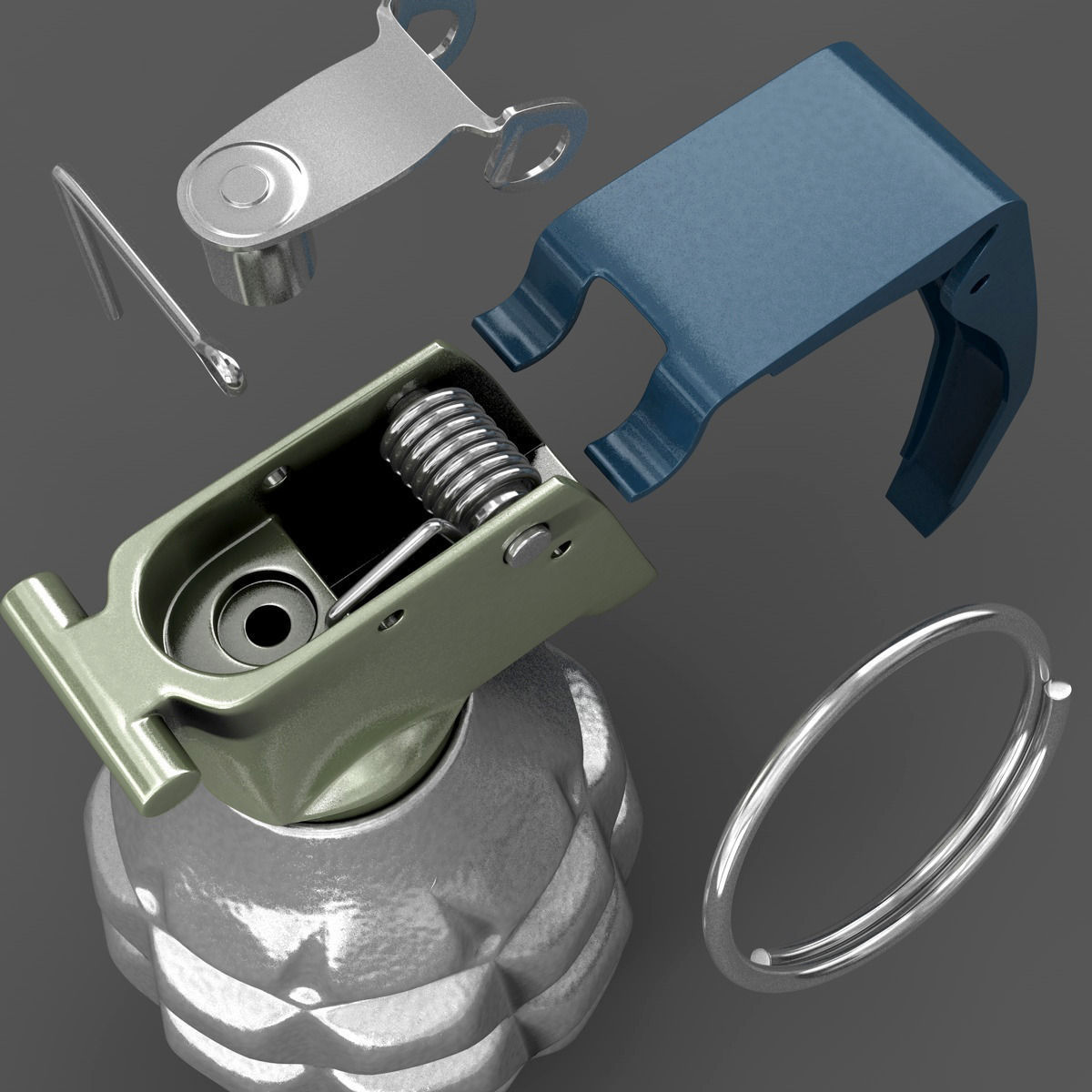 Realistic Grenade metal 3D model_17