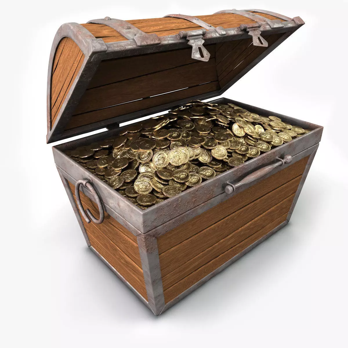 Treasure chest with gold 3D model_0